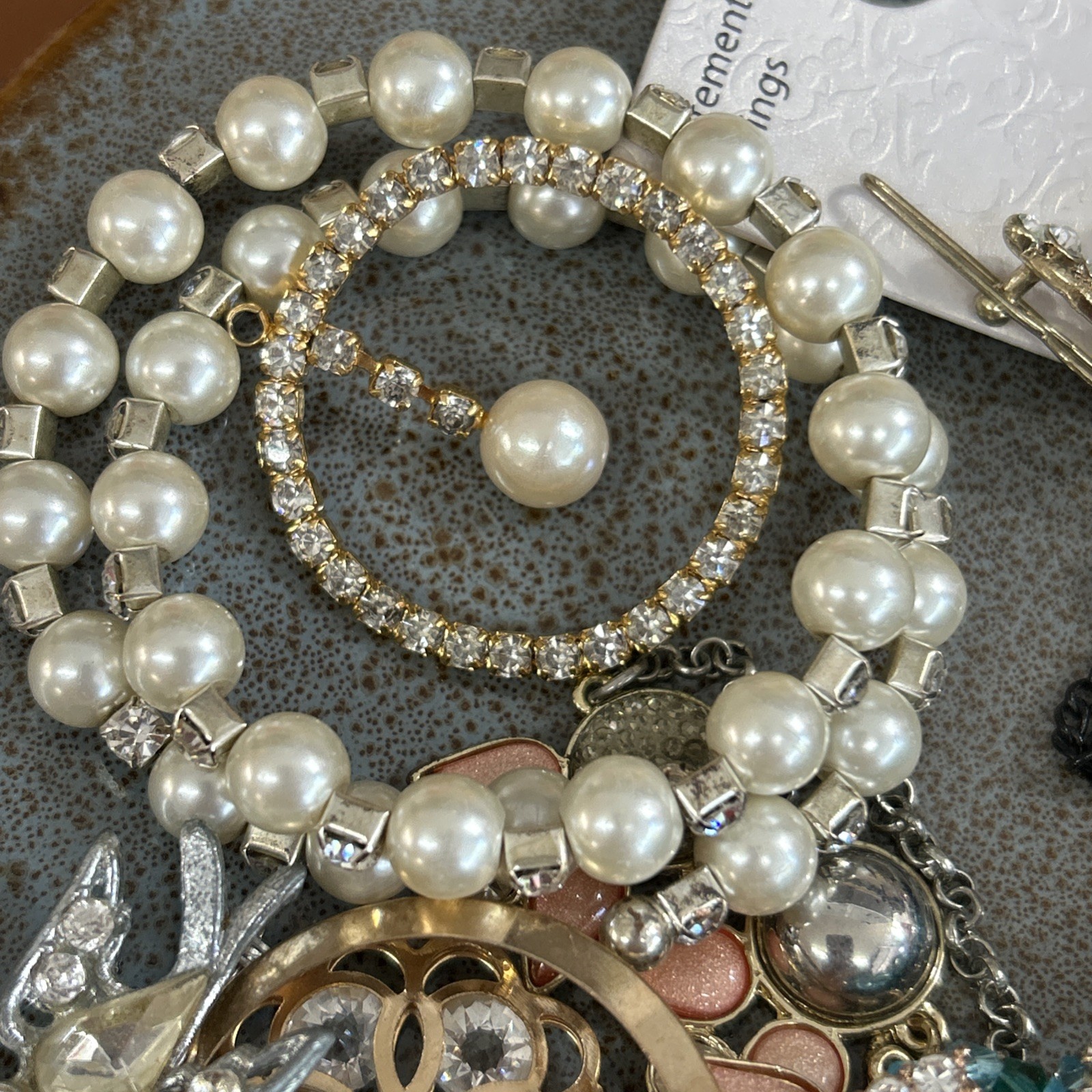 Junk Jewelry Crafting Lot Blingy Sparkling Rhinestones Junk Drawer 1lb