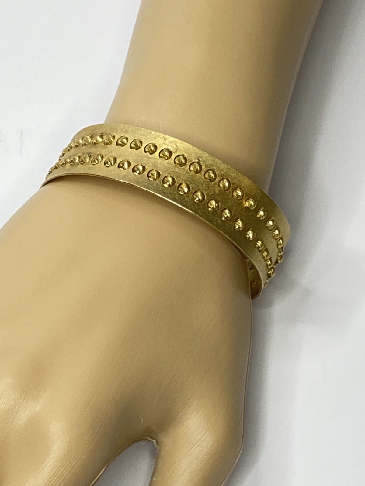 Vintage Athomie Italy 925 Silver Cuff Bracelet Gold Tone Designer Rare