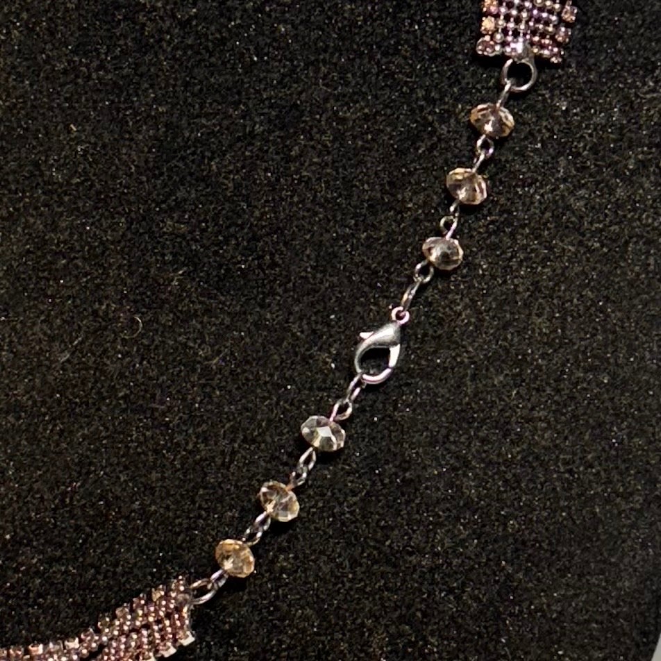 ALFANI necklace bracelet set silvery coppertone metal rhinestone vintage DAMAGE