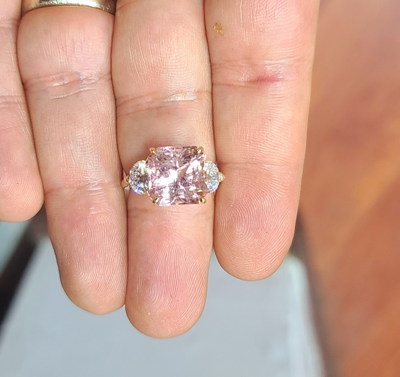 Vintage 14k Yellow Gold Engagement Ring 7.64ct. Natural Pink Tourmaline Radiant