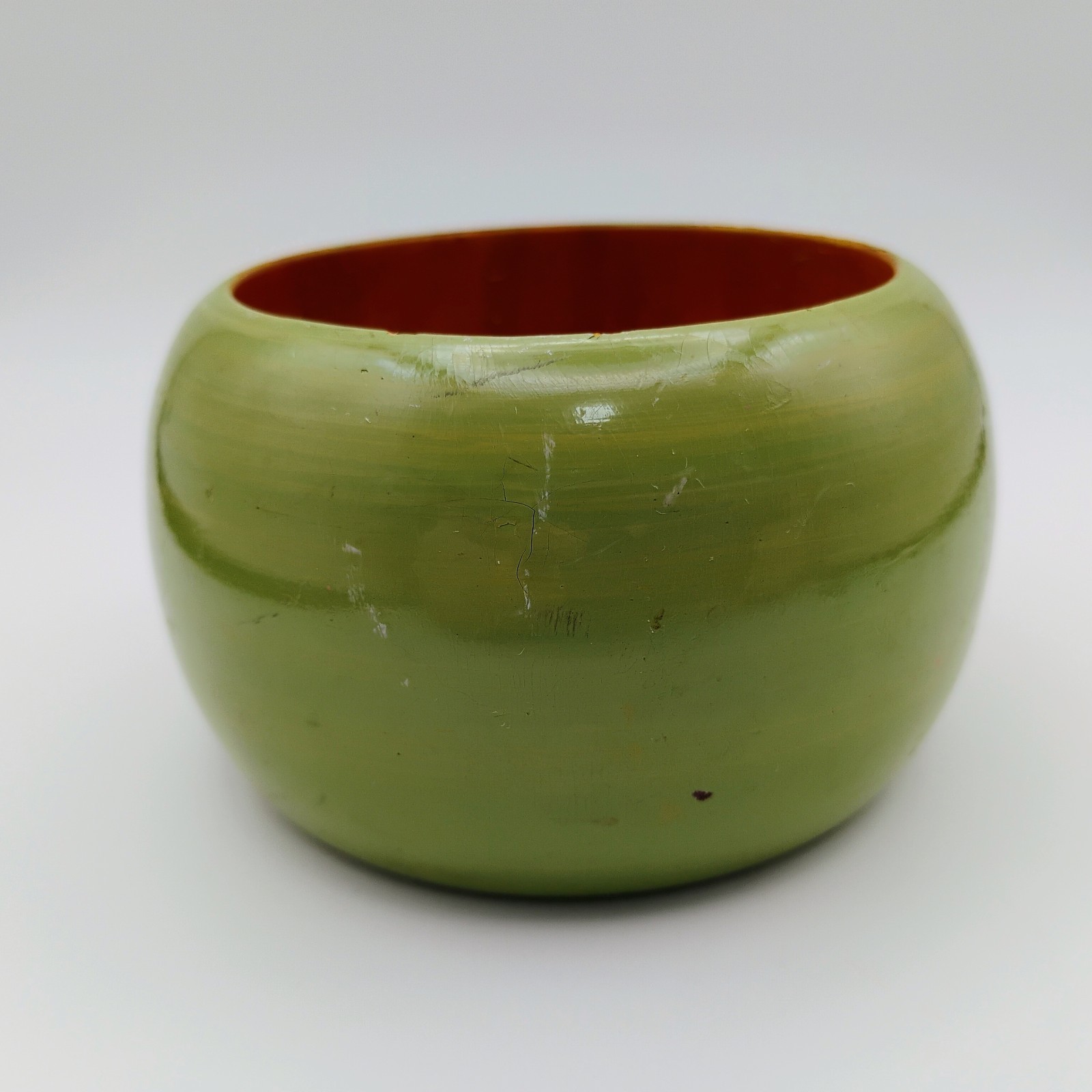 Vintage Boho Chunky Wood Bracelet Wide Green Made In India Bangle