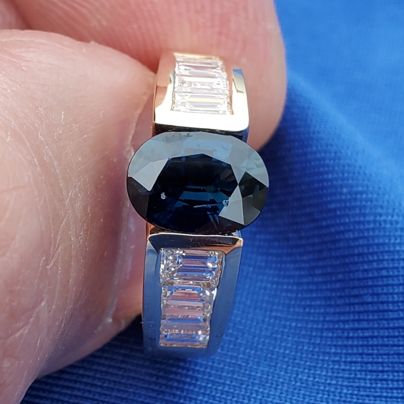 Original EARTH MINED SAPPHIRE DIAMOND Engagement Ring Deco Style SOLID 18K GOLD