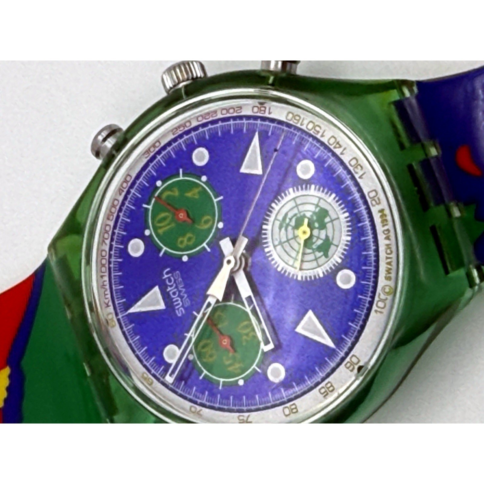 SWATCH WATCH UN UNITED NATIONS CHRONOGRAPH 50 ANNIVERSARY WRISTWATCH SWISS 1990