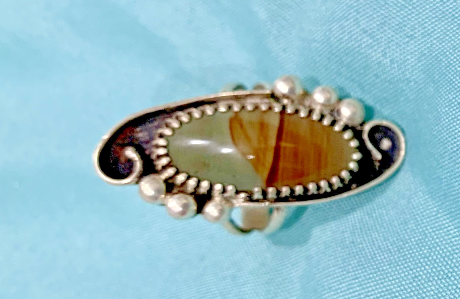 Picture Jasper Ring Sterling Silver Size 7.5 Vintage – American Made
