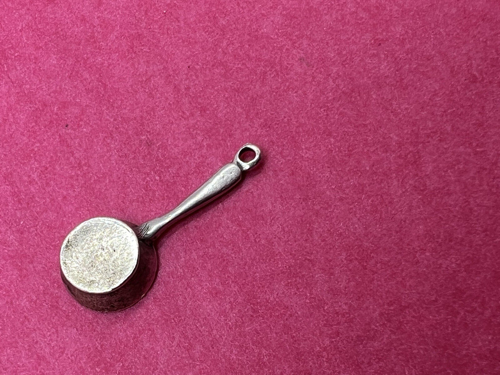 Vintage Sterling Silver Enamel Eggs in Frying Pan Iron Skillet Charm Pendant .8