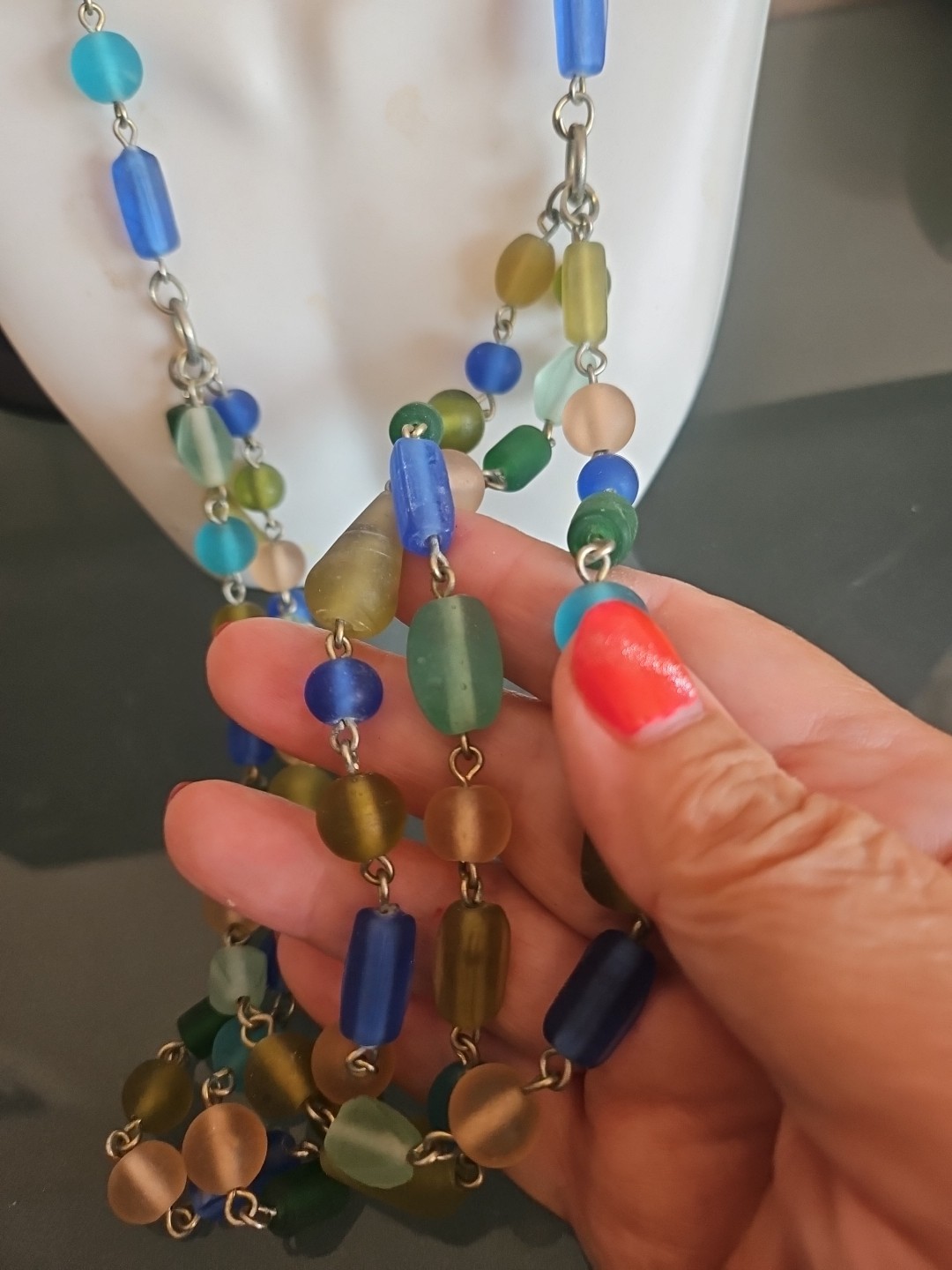 Designer Multi Beads Necklace 26″ NWOT