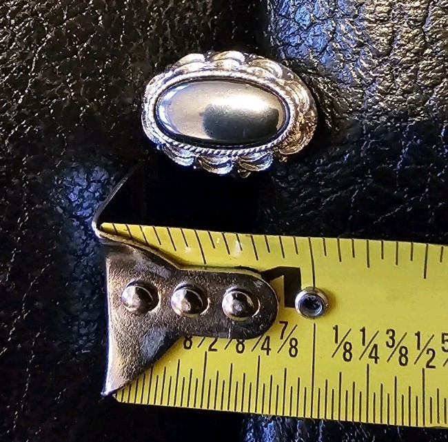 Hematite Cocktail Ring Adjustable Womens Statement Piece Oblong Celebrity Vtg