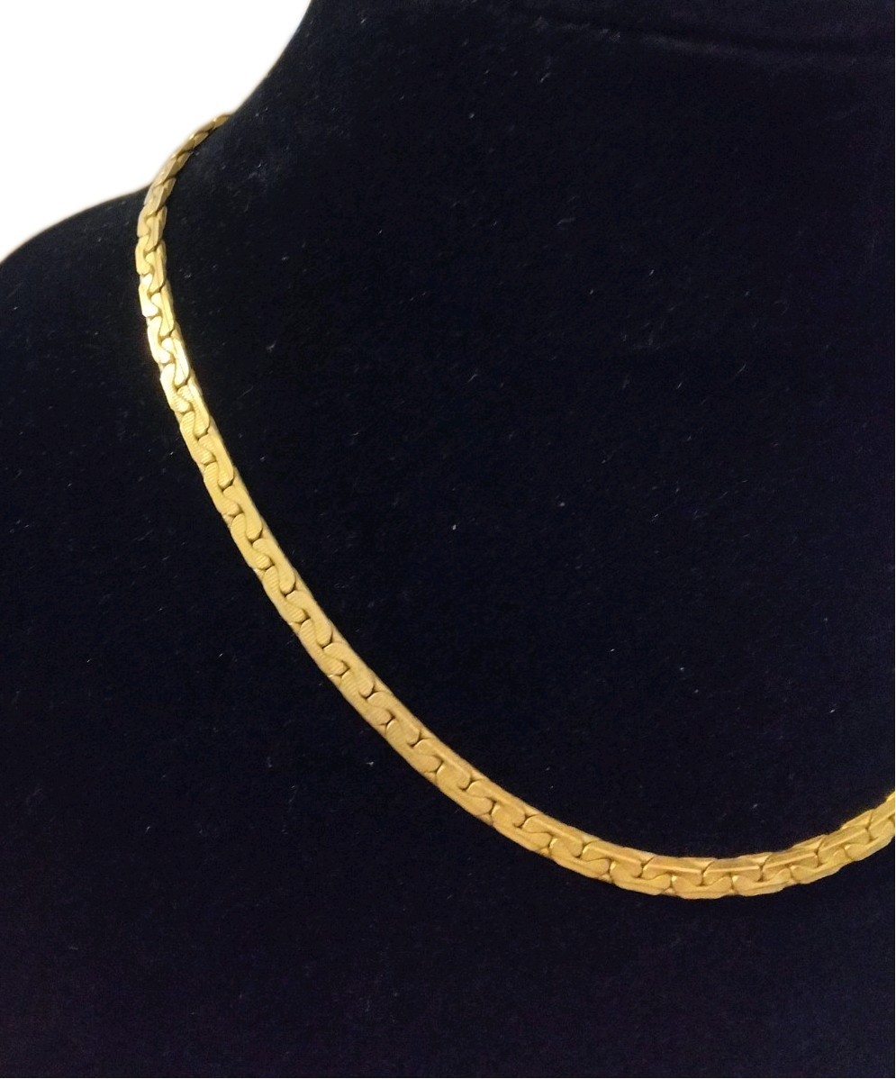 Vintage Gold-Filled Curb Chain Necklace 18 in Spring Ring Closure No Stone