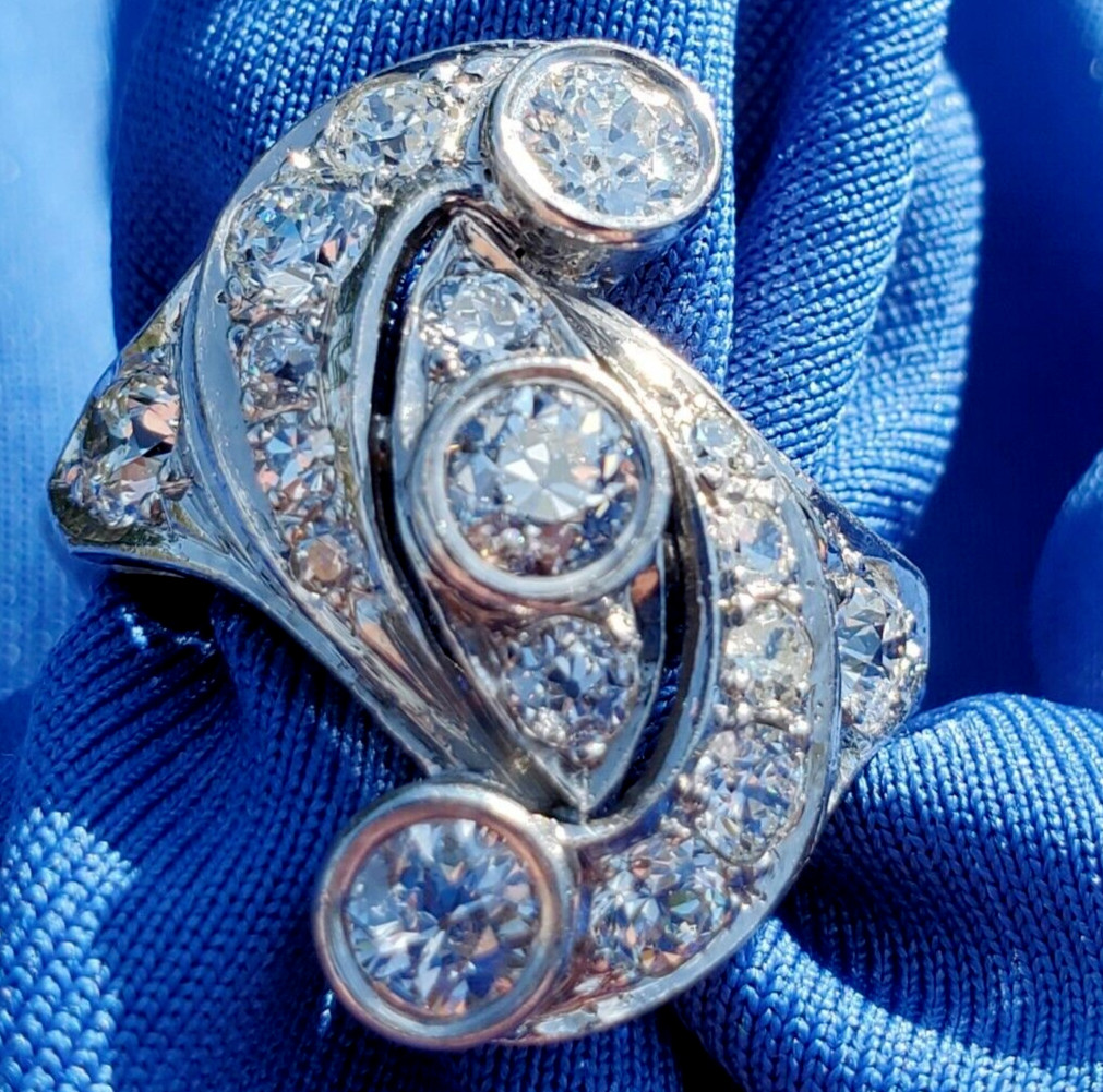 Original EARTH MINED DIAMOND European cut Deco Engagement Ring Vintage 14K GOLD