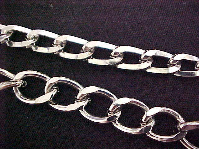 Vintage Steel Punk Drop Dog Tag on 2 Large Heavy Chunky Curb Chains Necklace