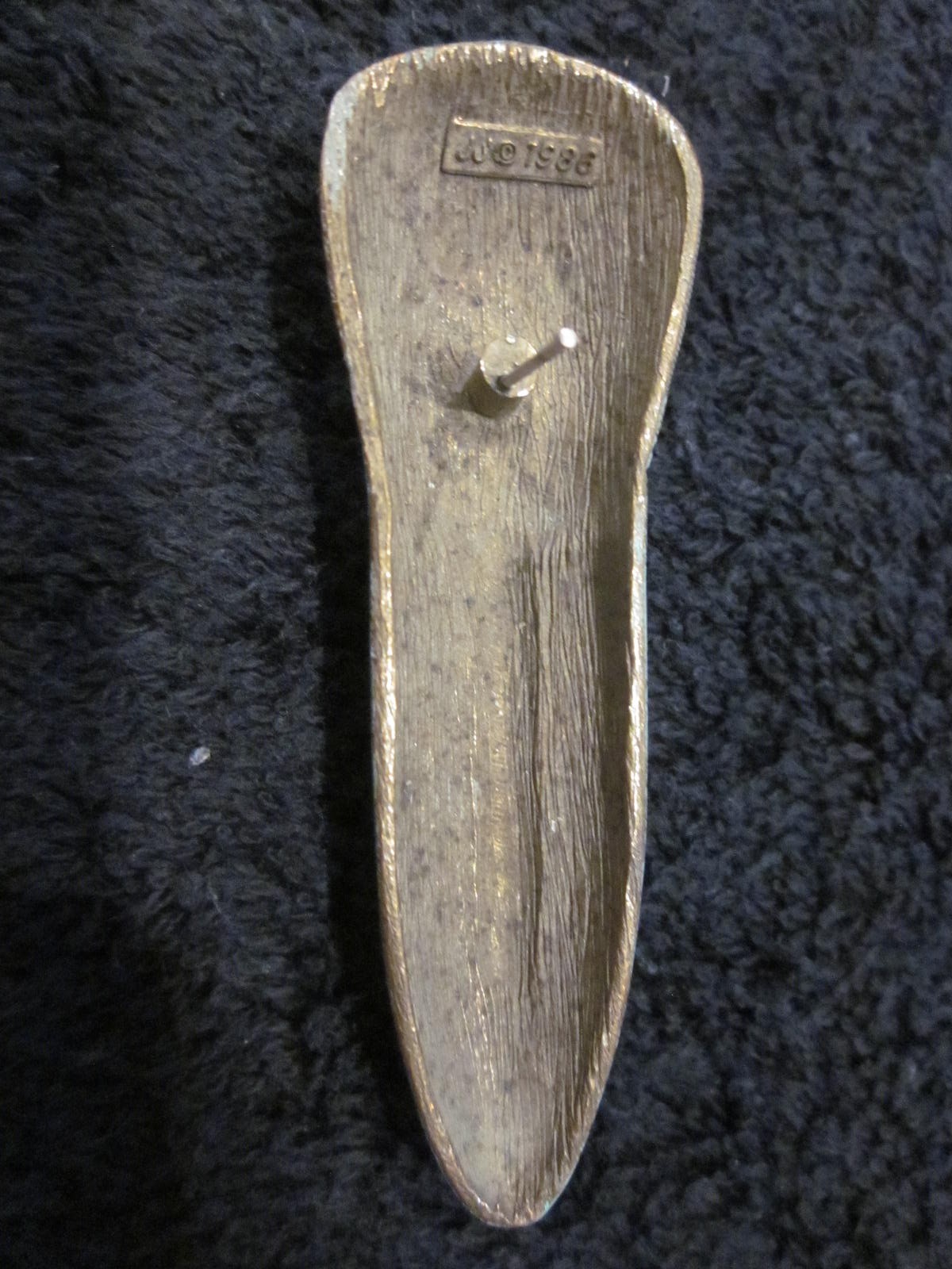 J J Jonette Signed Pewter Tiki / Indigenous / Islander / African Brooch Vintage