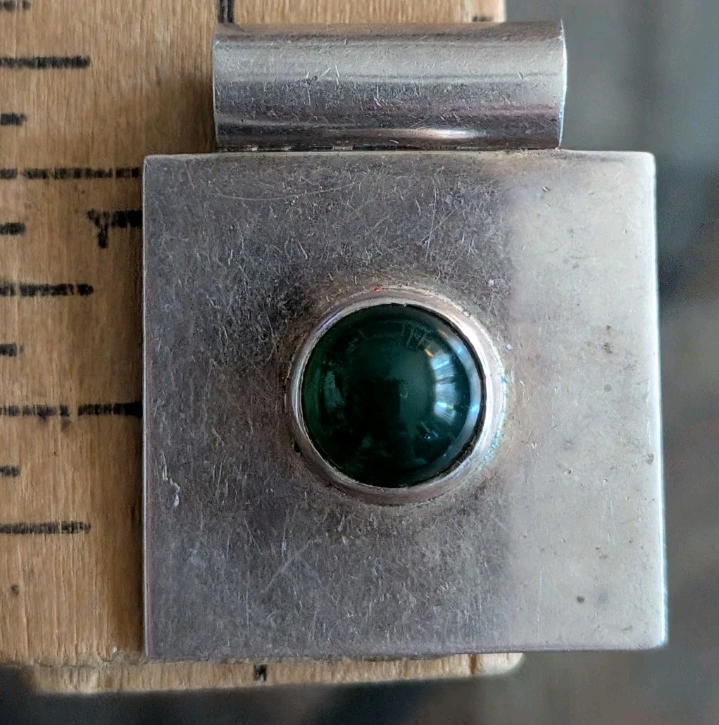 Vtg Modernist Stainless Steel Modern Geometric Slide Pendant Charm Sculptural