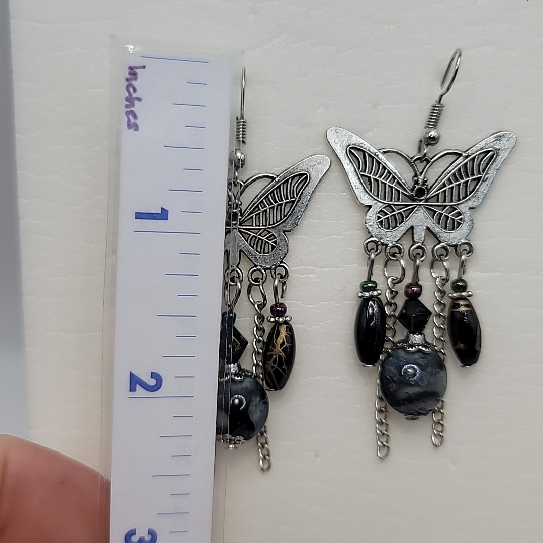 Vintage Butterfly Charm Earrings with Dangles Pierced Earrings