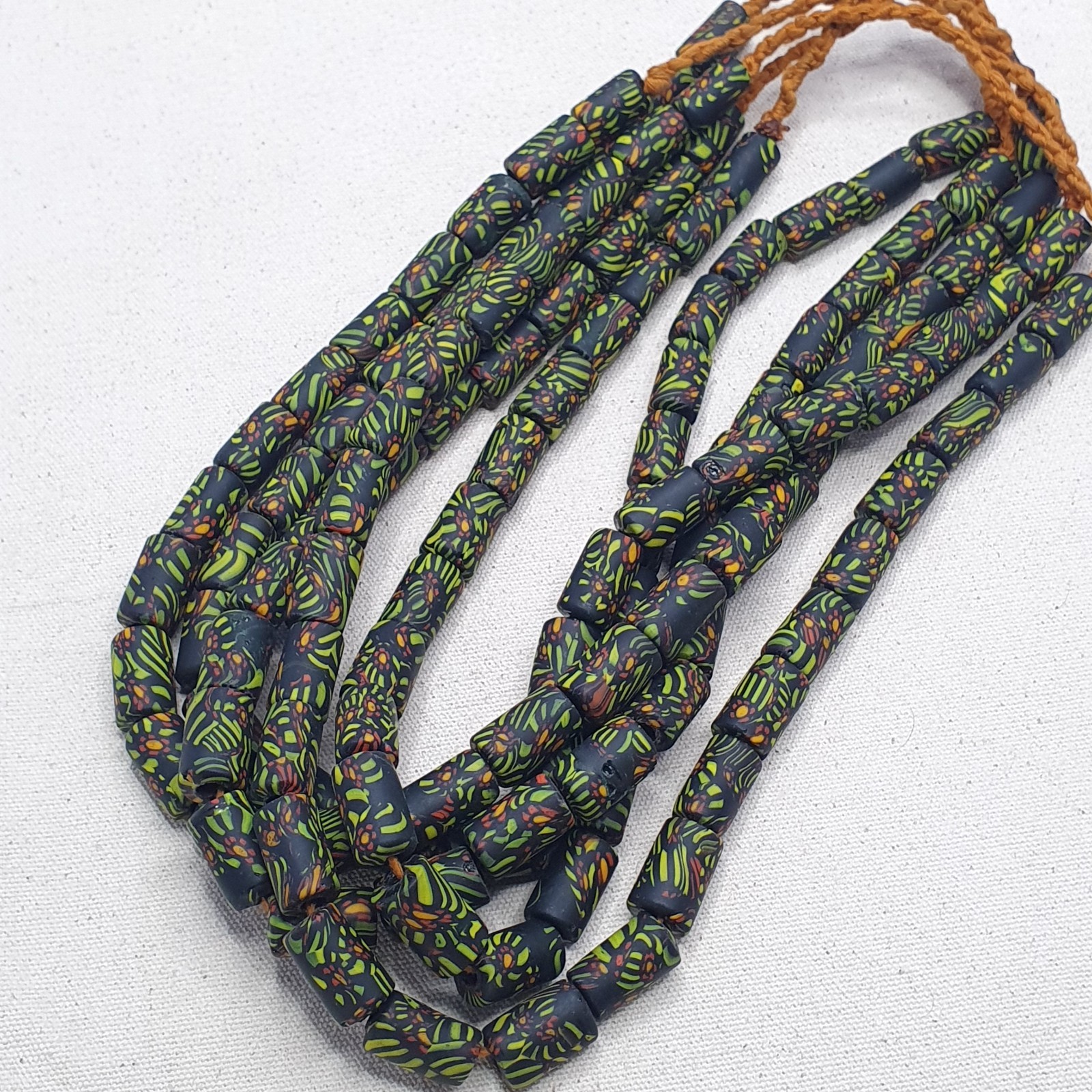 Vintage Gabri Eyes Style African Glass Beads Necklace Strand, Ethnic Tribal