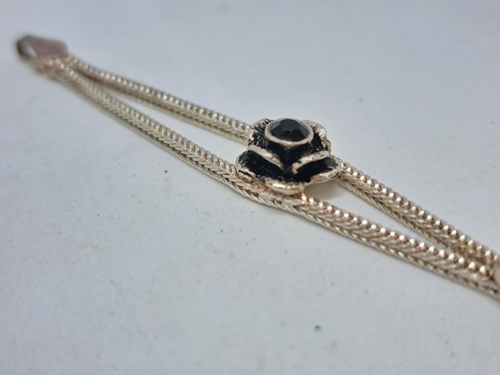 Vintage Set Necklace, Stud Earrings and Bracelet 925 Black Rose Ideal Gift