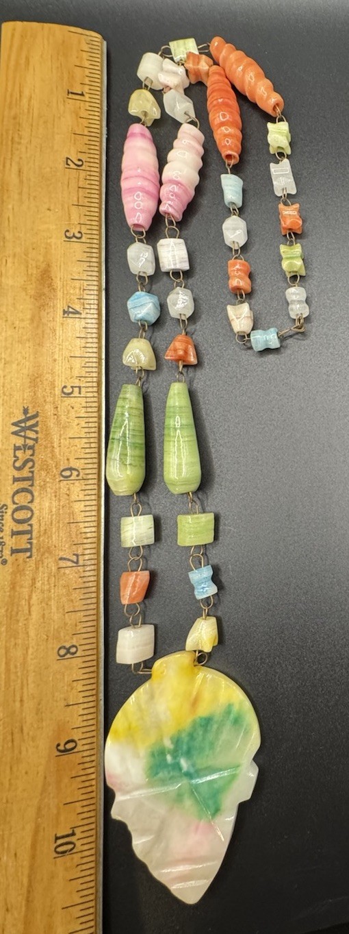 Vintage Pastel Tropical Island Art Glass Beaded Statement Necklace