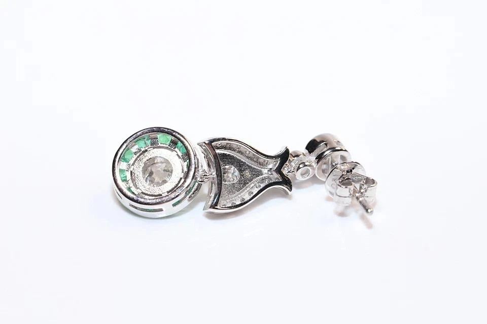 Art Deco Lab Created Diamond Wedding Antique Gift Earring 14K White Gold Finish