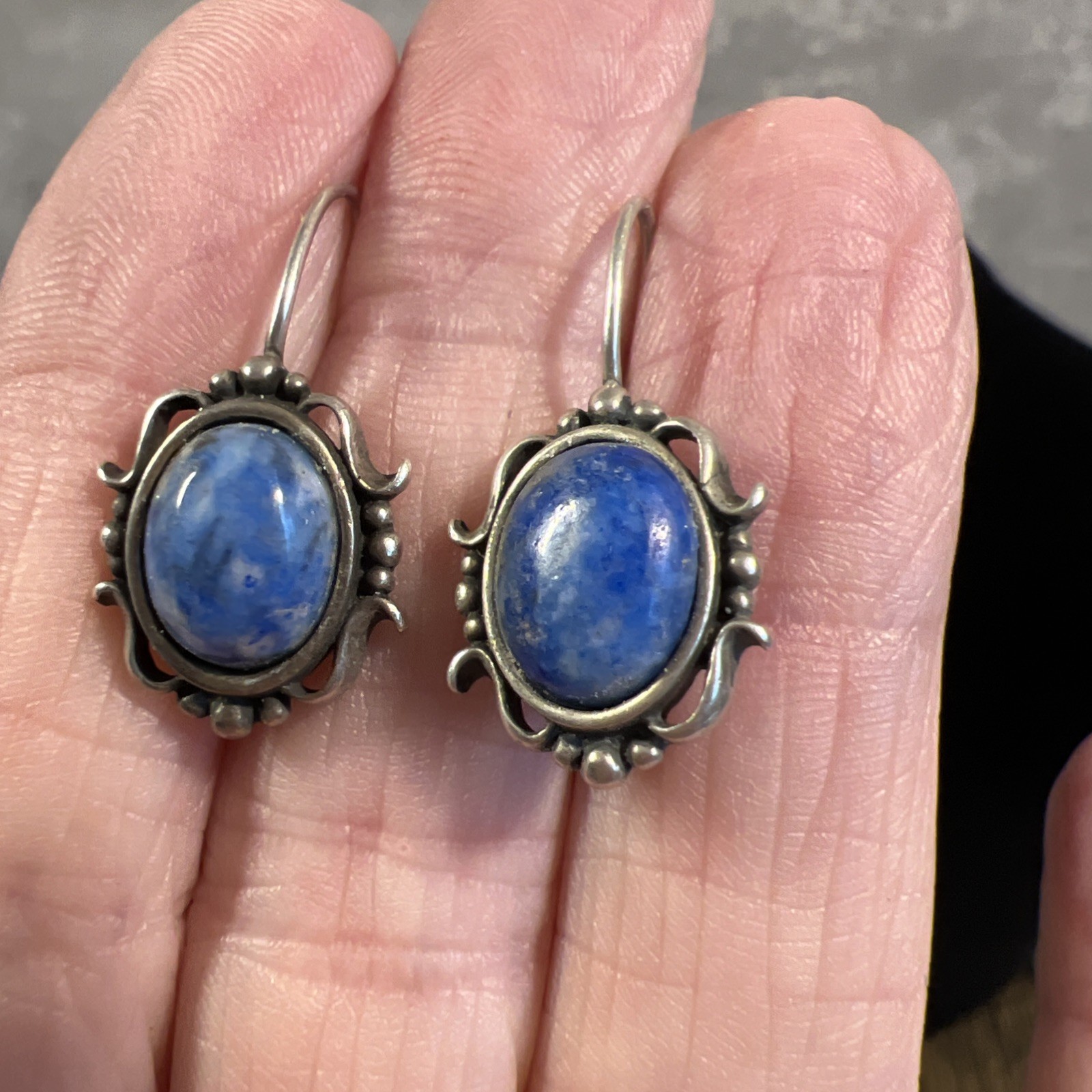 Southwest Sterling Silver 925 Blue Denim Sodalite Earrings 4.7 Gr.