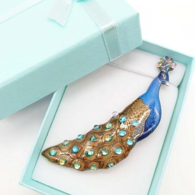 Peacock – Japanese cloisonné enamel Pin Brooch Made-to-order NEW