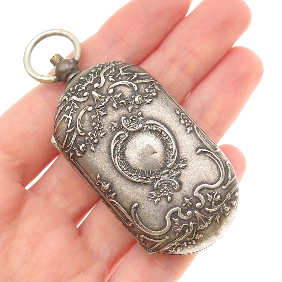 Antique Victorian France Extra Blanc Silver Plated Repousse Coin Case Holder
