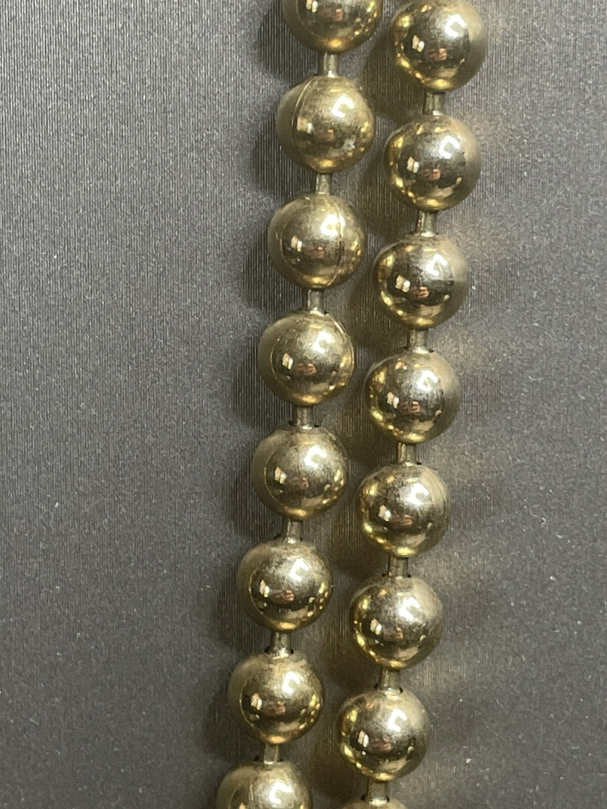 Miriam Haskell 60” Gold Tone 6.4mm Metal Bead Flapper Necklace Signature Clasp