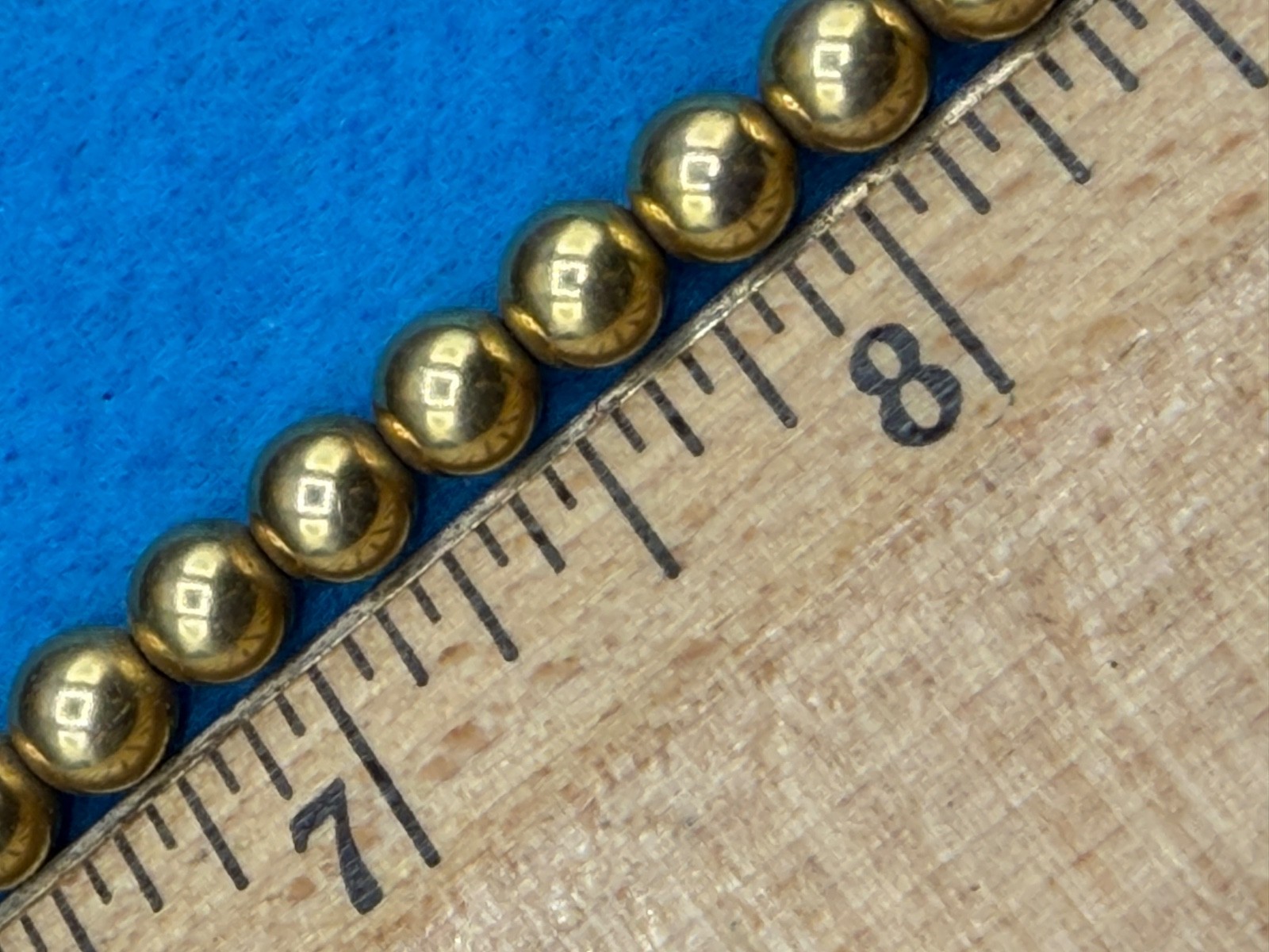 12K Yellow Gold Filled Ball Bead Necklace, 16″ 6mm Beads Signed B.B. Mid century