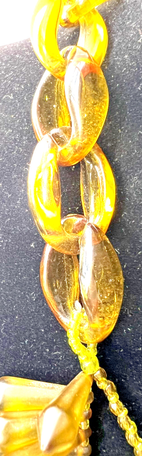 VINTAGE JOAN RIVERS ACRYLIC / RESIN BULLET SHAPED FRINGE STATEMENT NECKLACE