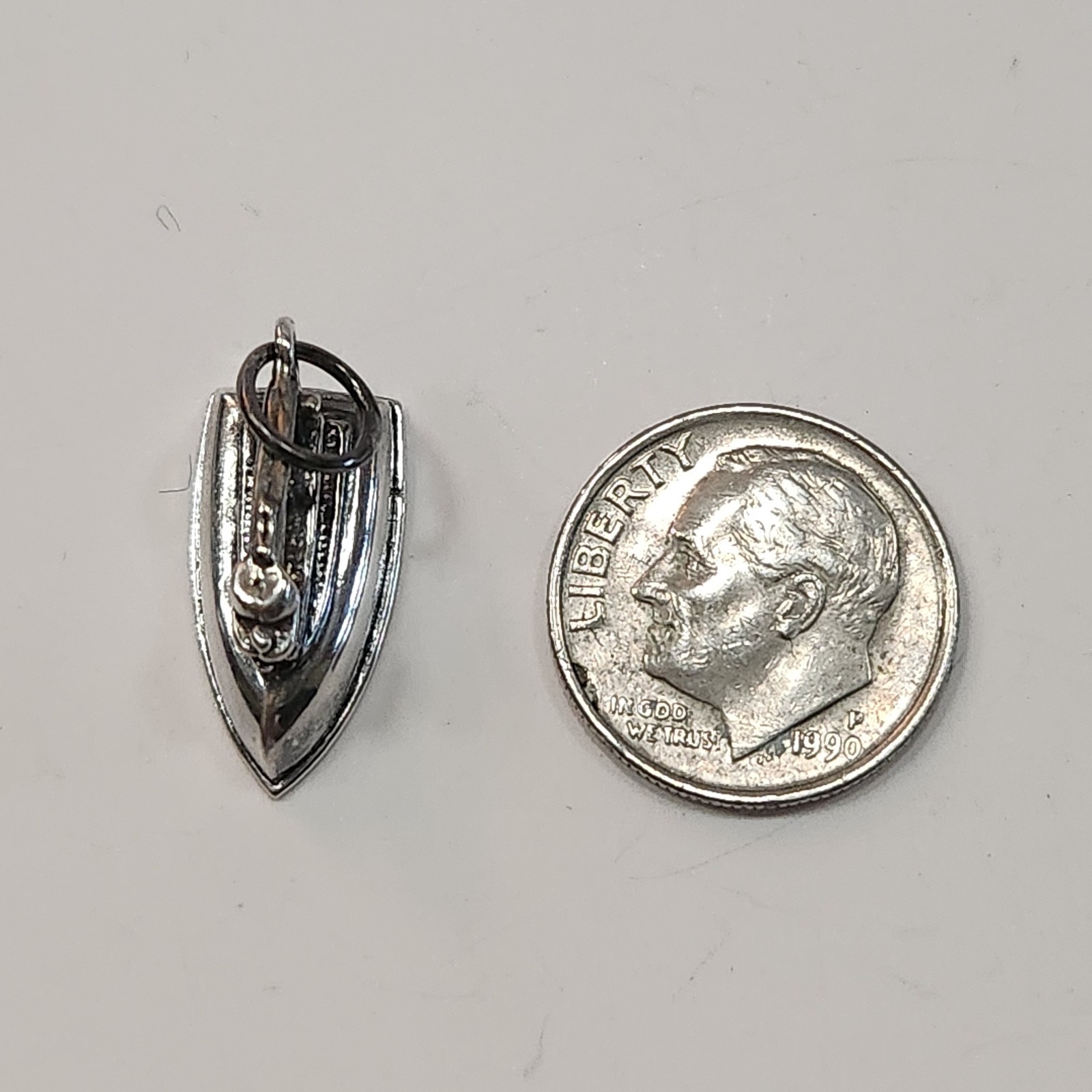 Vintage Solid Sterling Silver 3D Iron Charm