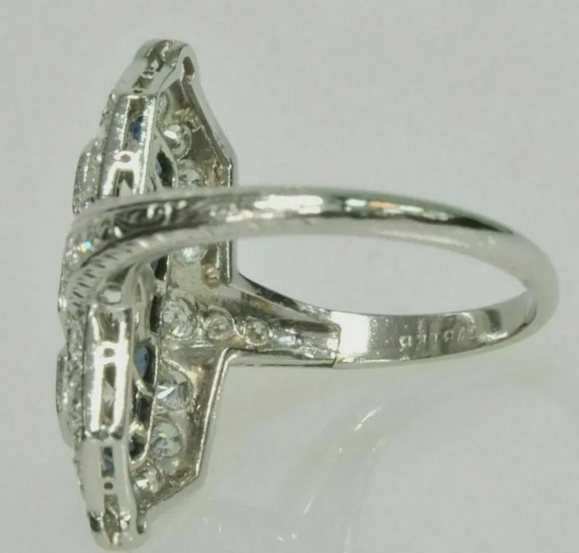 Art Deco Vintage Style Lab Created Diamond 14K White Gold Finish Engagement Ring