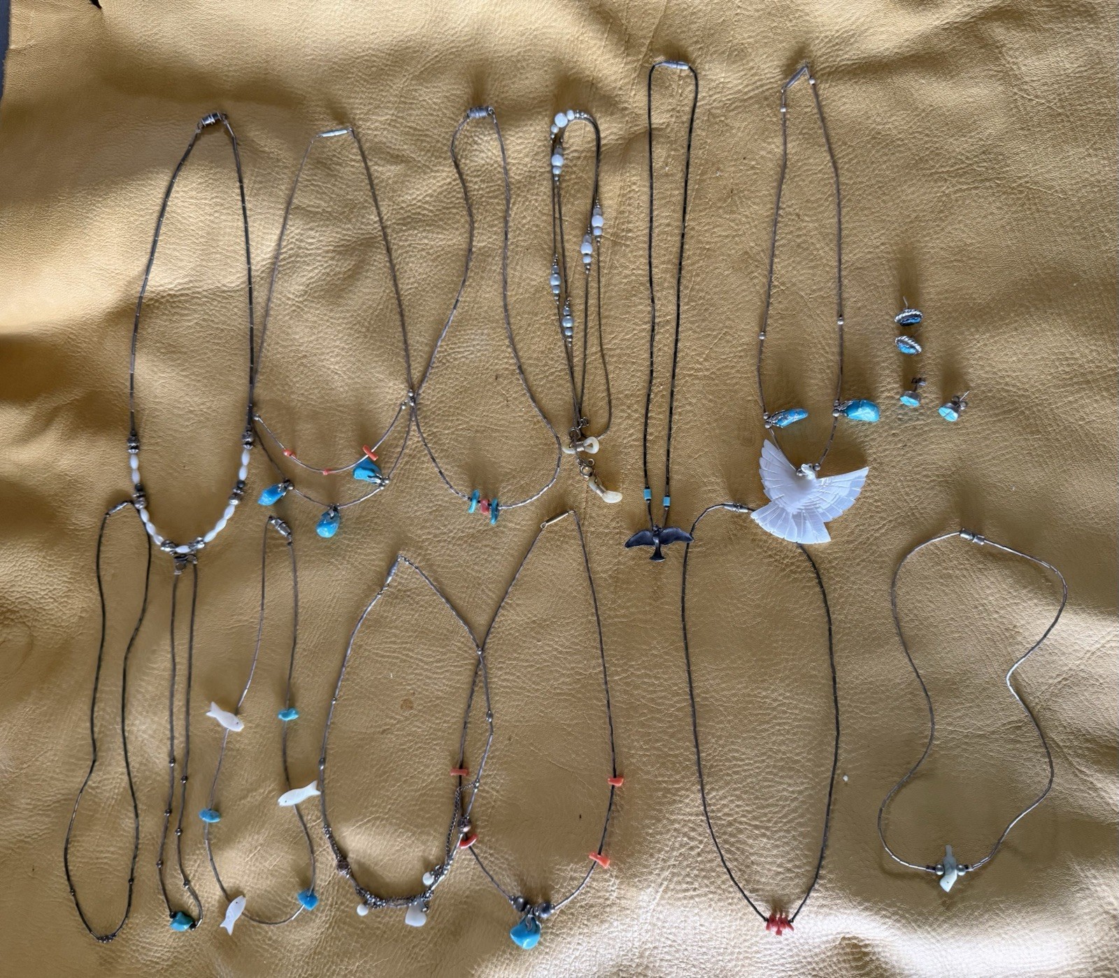 Lot Vtg Estate 13 Costume Jewelry Probable Liquid Silver Necklaces 2 Pr Earrings