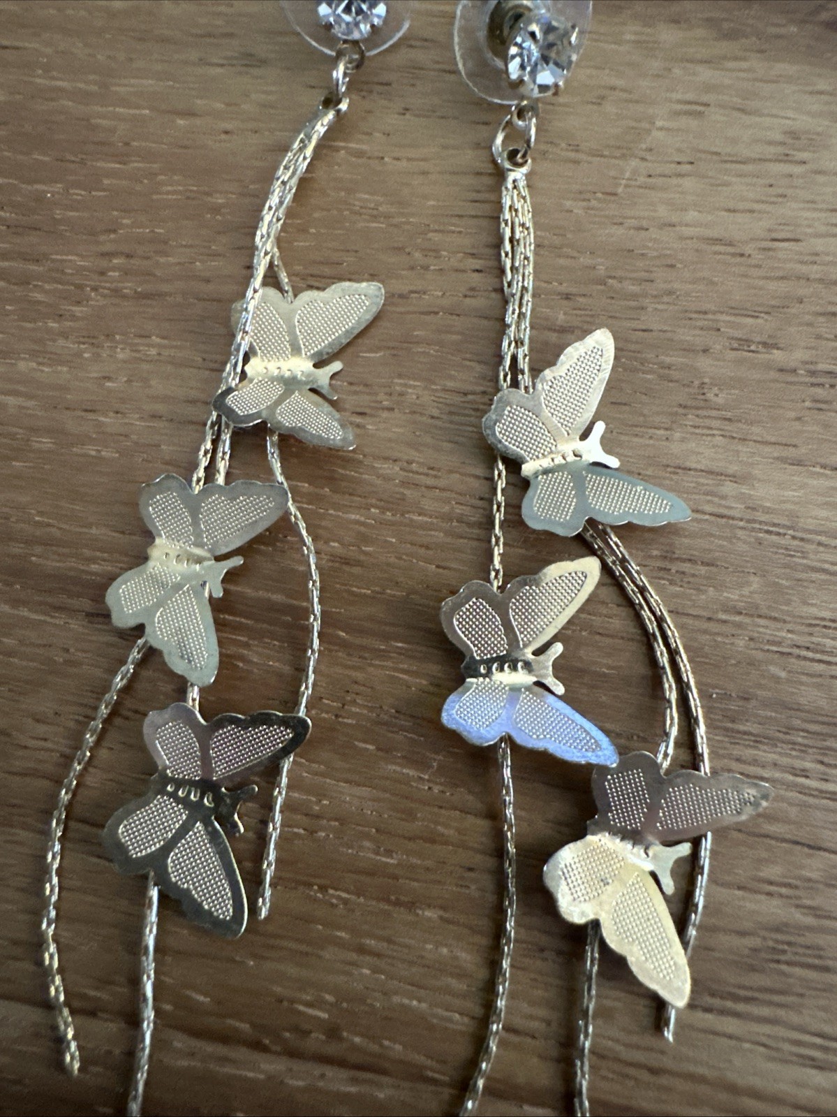 3 Pair VTG Butterfly Earrings. 2 Pair Gold Toned Dangle 1 Pair Rhinestone