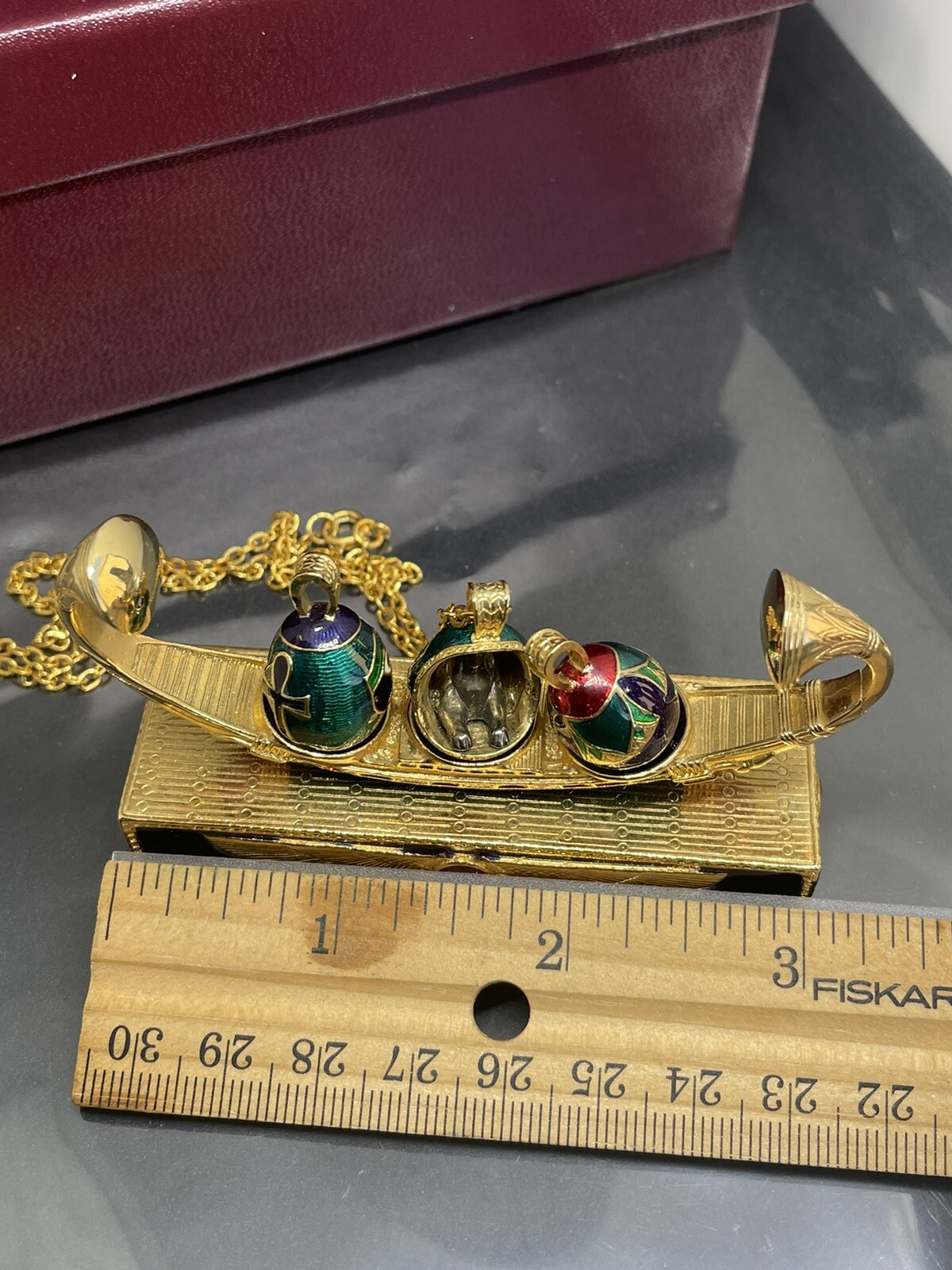 VTG Edgar Berebi Limited Edition Egyptian Faberge Eggs Pendant Necklace W/stand