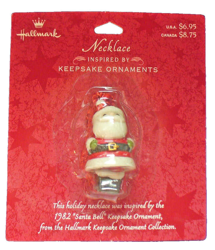 Hallmark NECKLACE Christmas of Vintage SANTA BELL 1982 Ornament NEW
