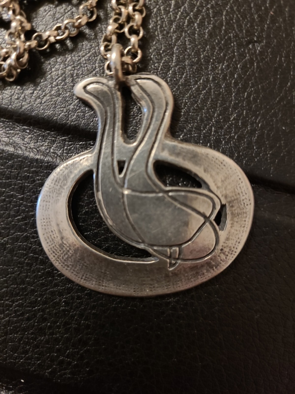 Vintage Eivind Hillestad Norway Pewter Signed EH Pendant Necklace 1960’s