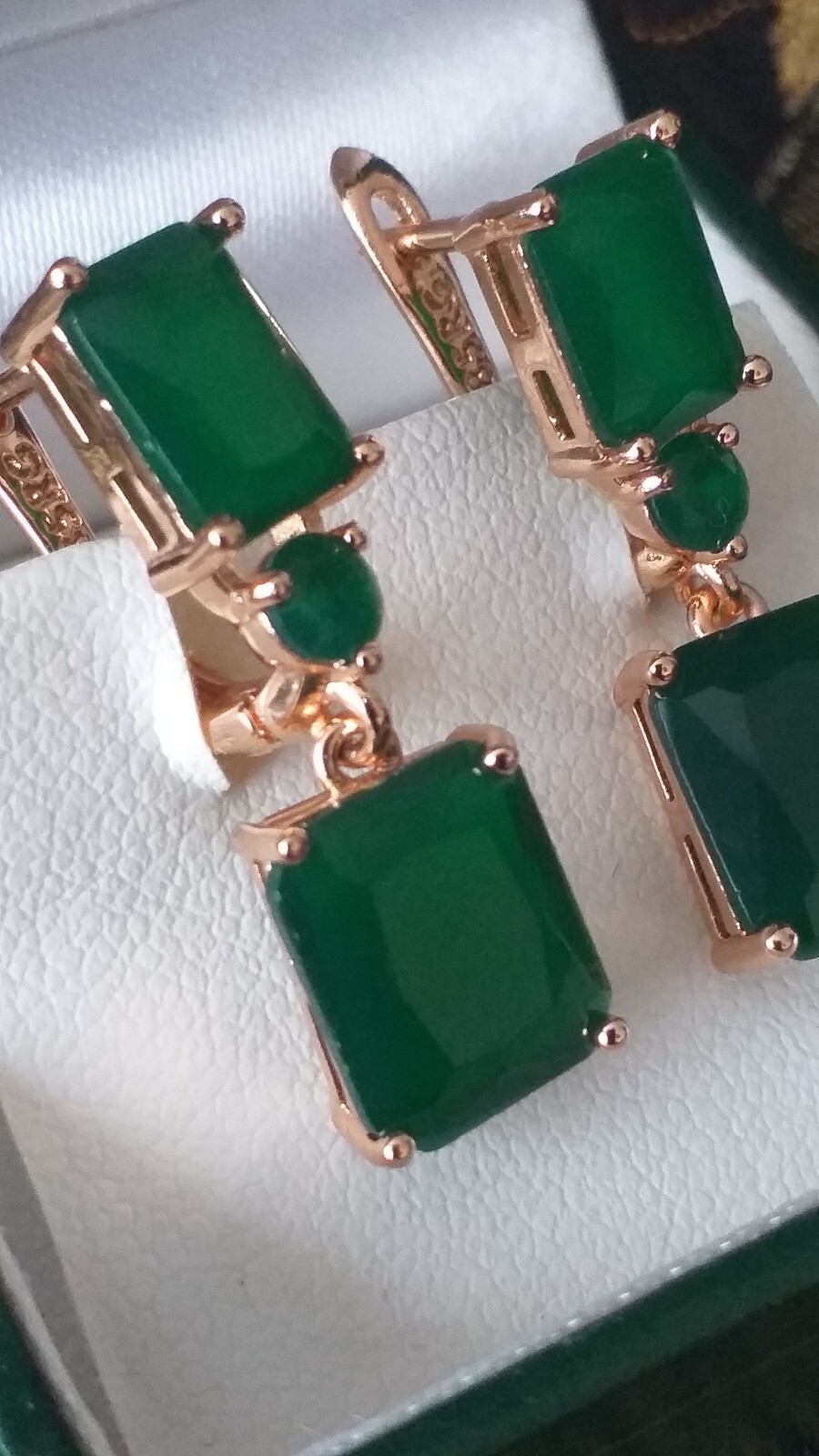 Vintage 1990-s 14 Ct Rolled Gold Emerald Earrings-Hallmarked 585 RG
