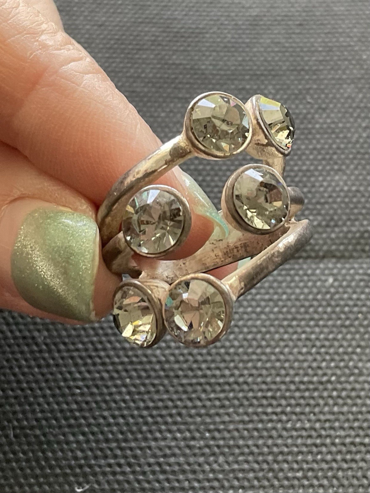 Pilgrim Signed Ring Size 7 Crystal Stones Vintage Estate Jewelry