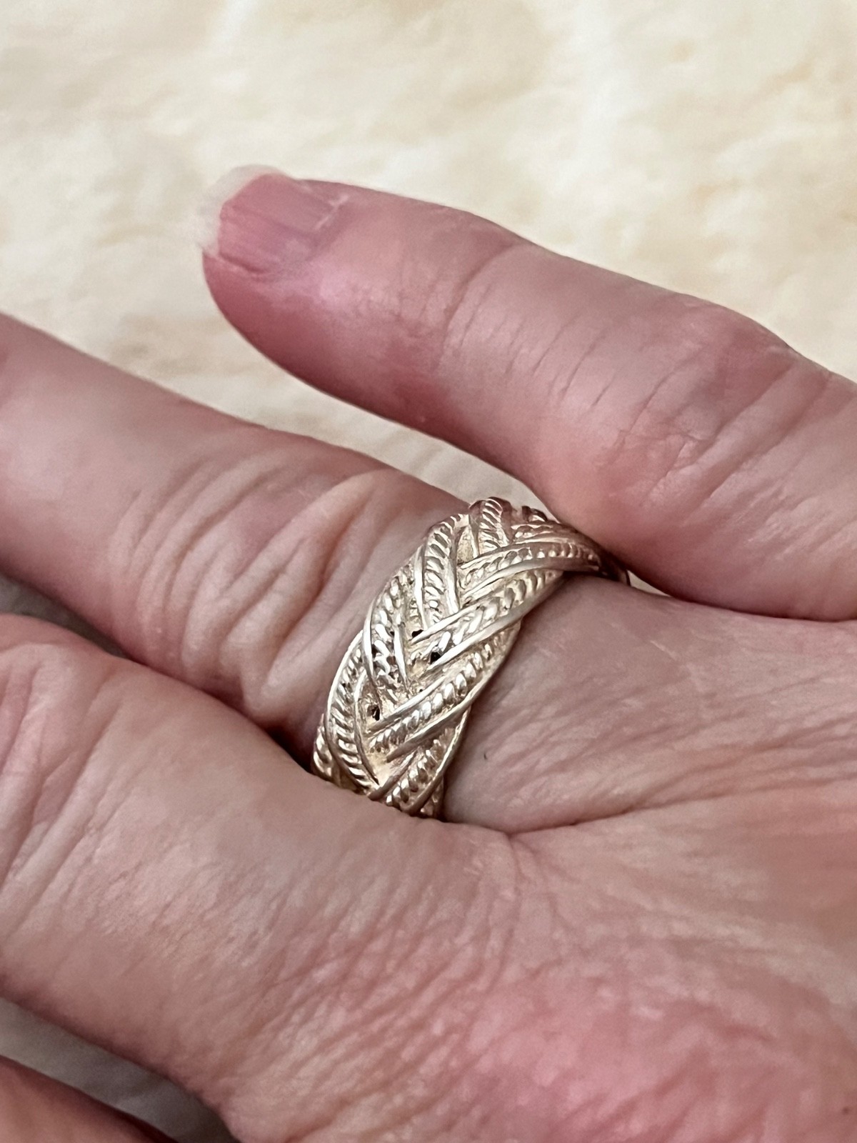Vintage 925 Sterling Silver NF Braided Basket Weave Ring Unisex size 7.5