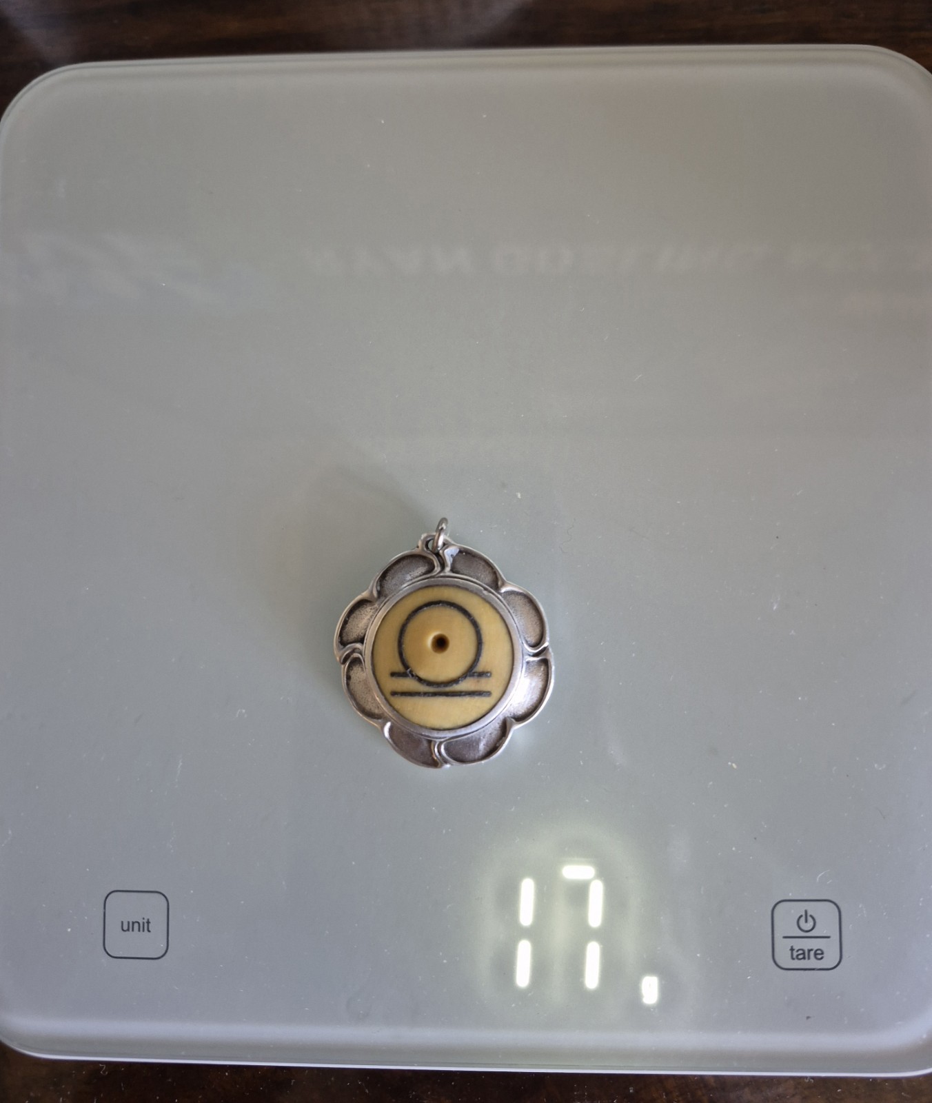 Rare Unusual Pendant. Sterling Silver And Bone? Weighs 17g and marked sterling