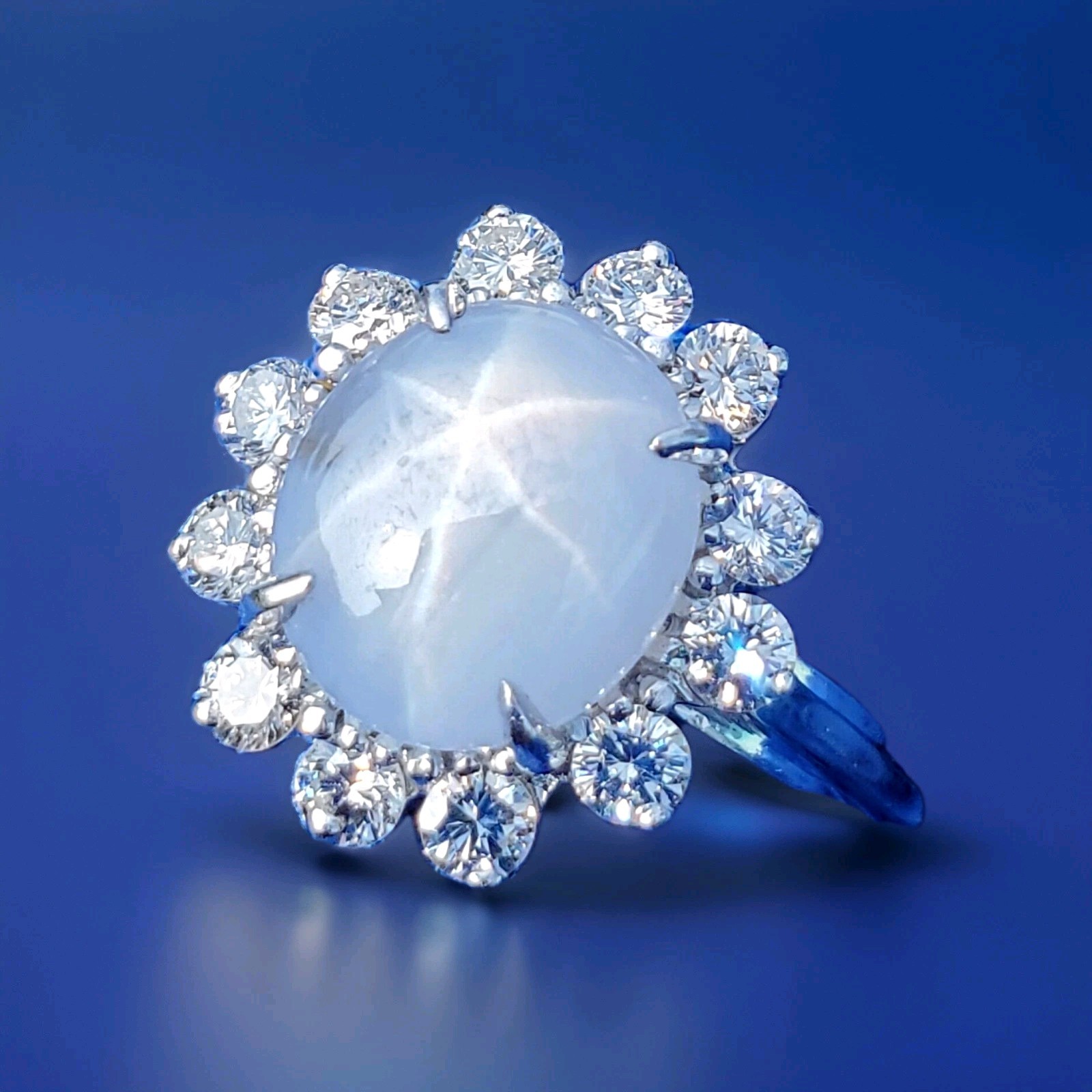 Original EARTH MINED STAR SAPPHIRE DIAMOND Deco Engagement Ring Diana Solitaire