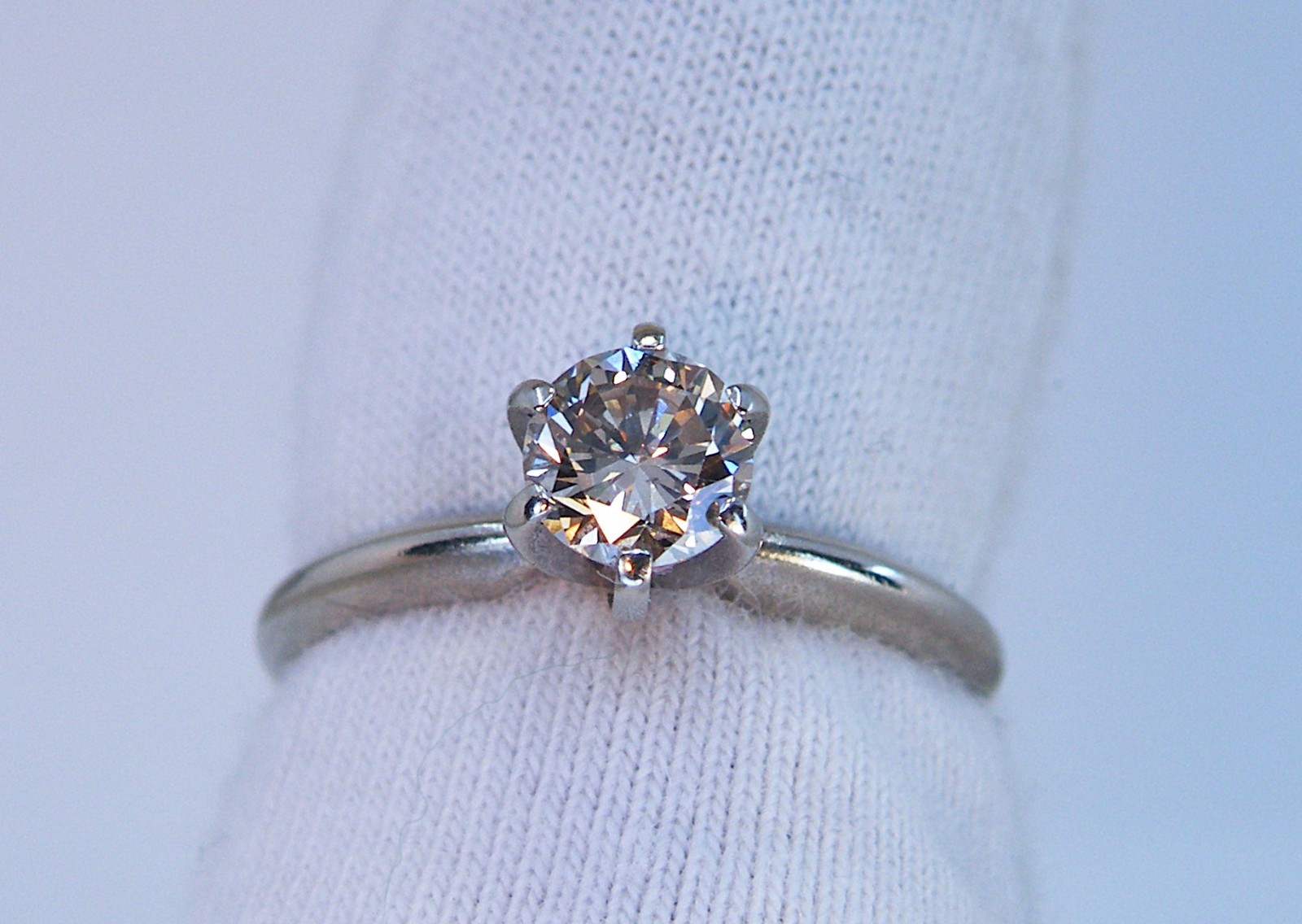 14k Natural .50ct Round Diamond Engagement RING Sz 5.5 Brown Yellow Color Change