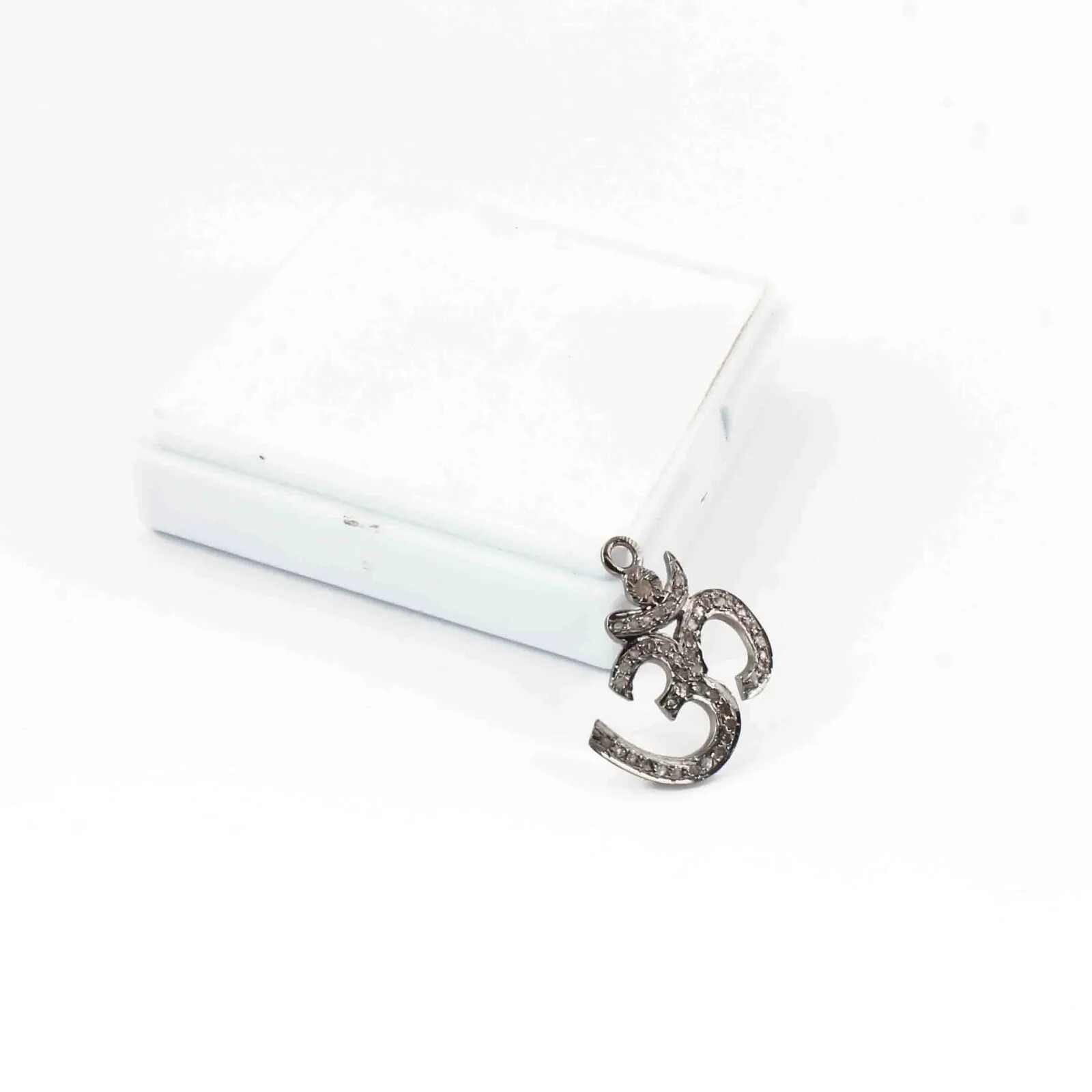 6.5CT Pave Diamond 925 Sterling Vermeil-Silver OM Symbol Charm Pendant – Om