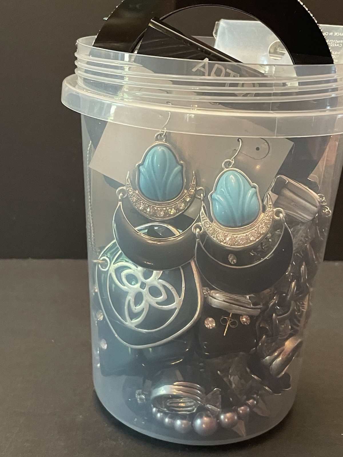 Mystery Jewelry Jar BOLD CHUNKY Curated Black Silver All Wearable Glam Runway