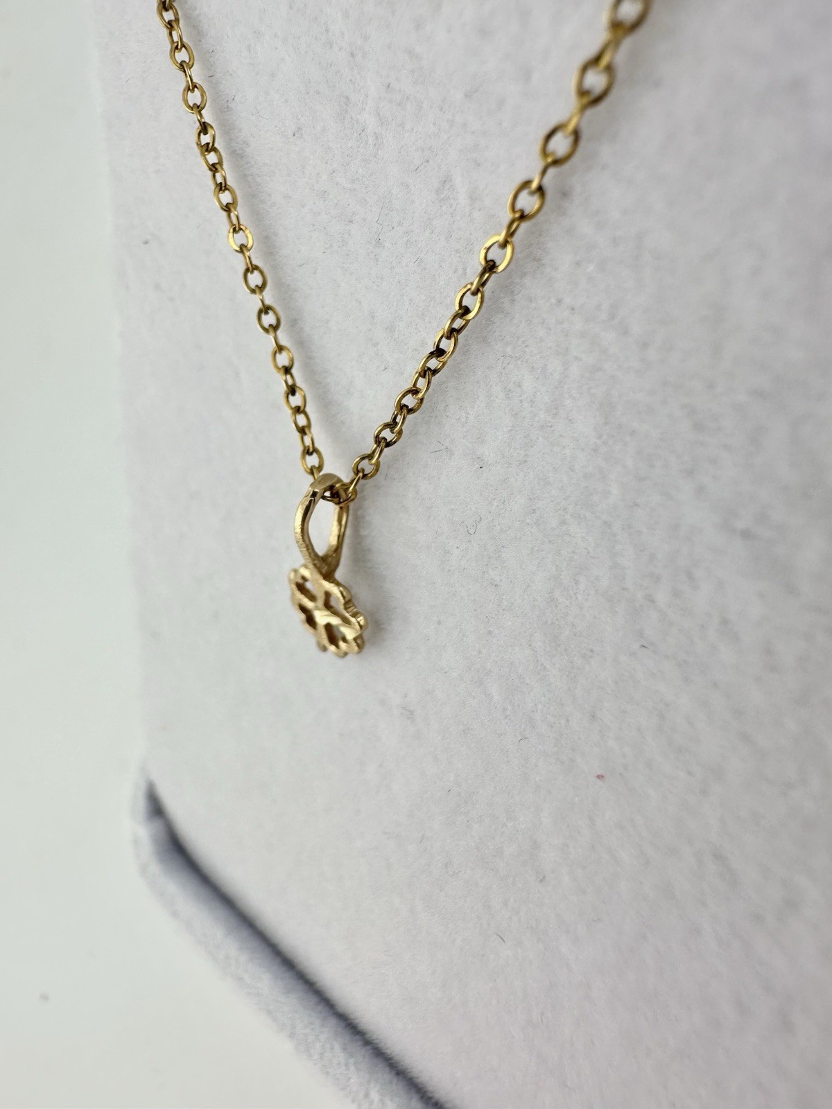 VTG 14k Yellow Gold Solid 4 Leaf Clover Heart Charm Pendant Signed Tiny Read