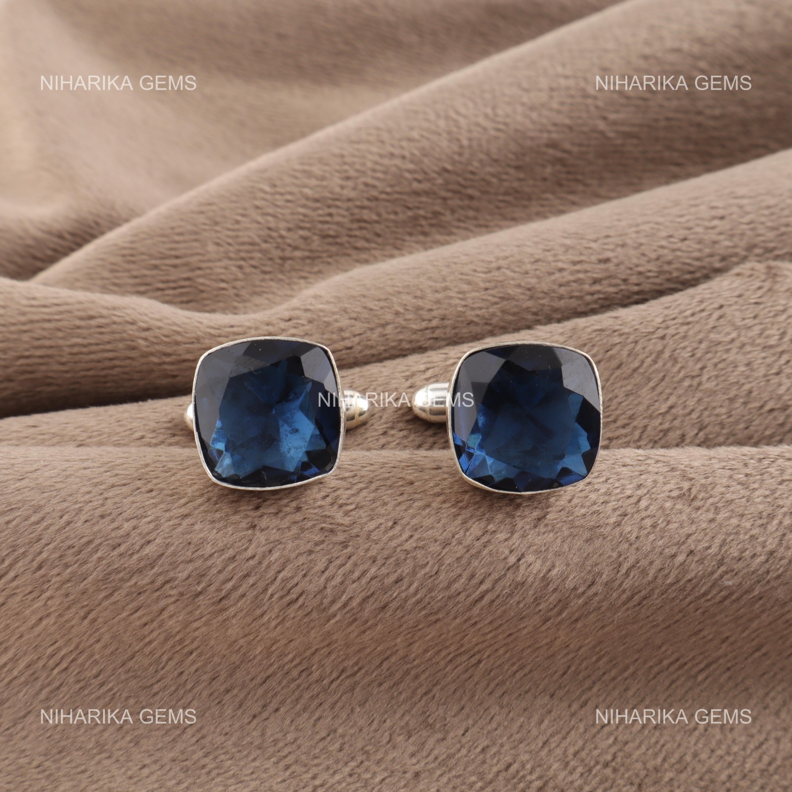London Blue Topaz Gemstone Birthday Anniversary Cufflinks 925 Sterling Silver