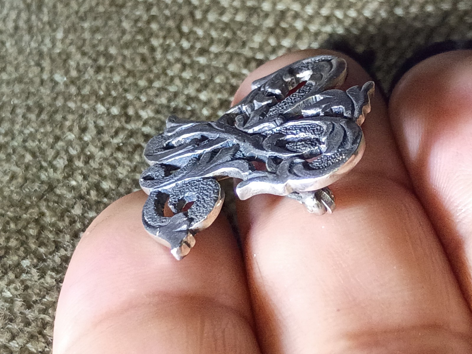 Vintage 1930s CINI Art Nouveau Engraved Letter H Sterling Silver 925 Brooch Pin