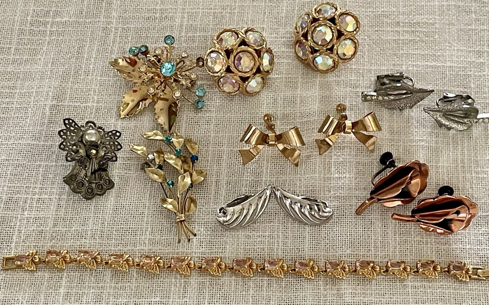 Vintage Lot of Assorted 5 Earrings,3 Brooches, 1 Bracelet (see pictures)