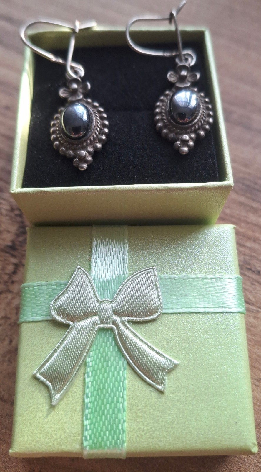 Earrings Vintage Women’s Jewelry IN STERLING SILVER 925 with hematite stone