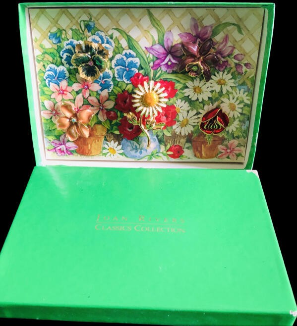 Joan Rivers Retired 5 in 1 Interchangeable FLOWER PIN SET:Pansy_Orchid_Rose etc