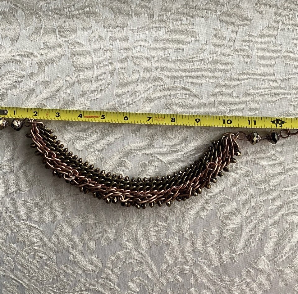 Chainmaille Statement Necklace 21” Copper Bronze Color Byzantine 4n1 Chain Weave