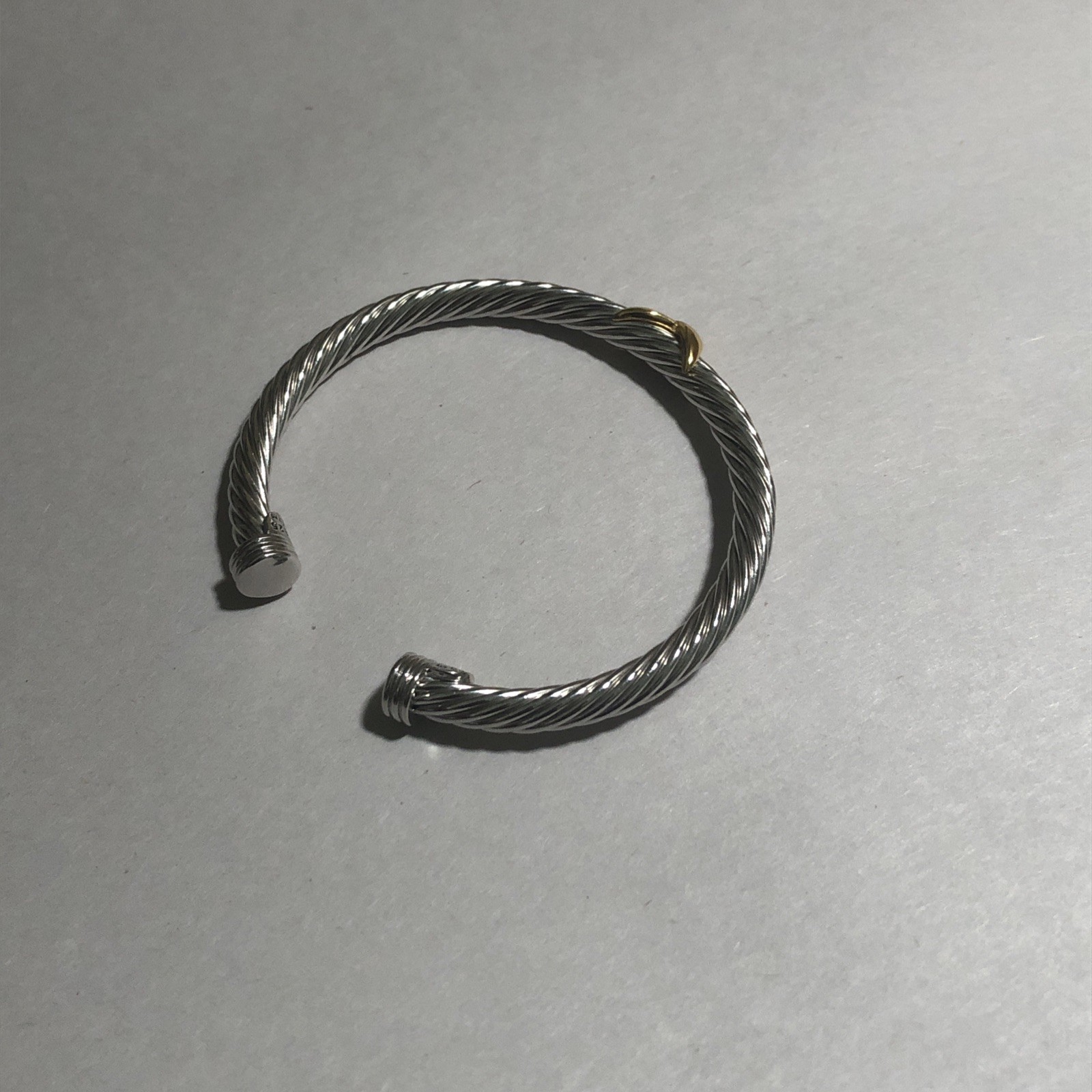 Vintage Cable Cuff Bracelet With Gold X 5MM